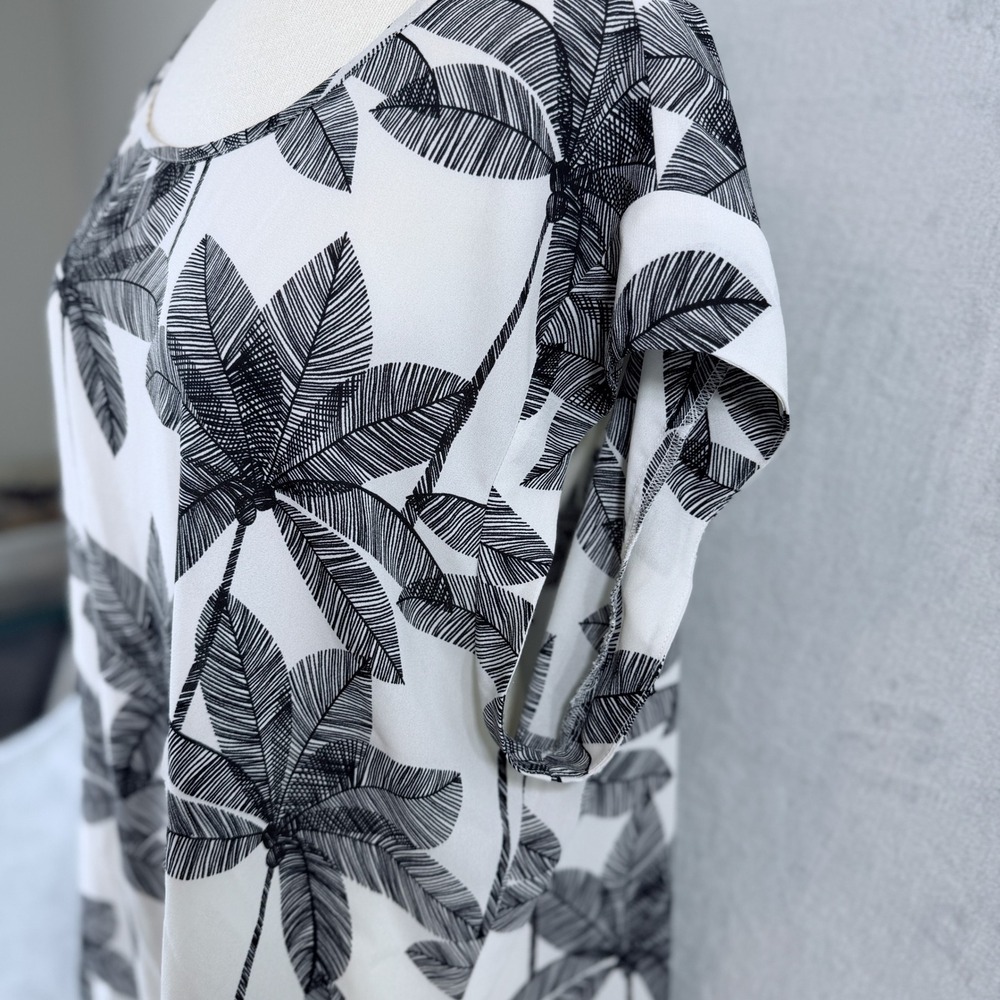 My Danielle Woman Top XXL Slip Over Cap Sleeves Black/White Palm Trees - Picture 3 of 14